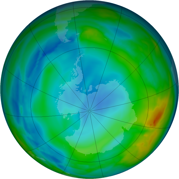 Antarctic ozone map for 16 June 2007